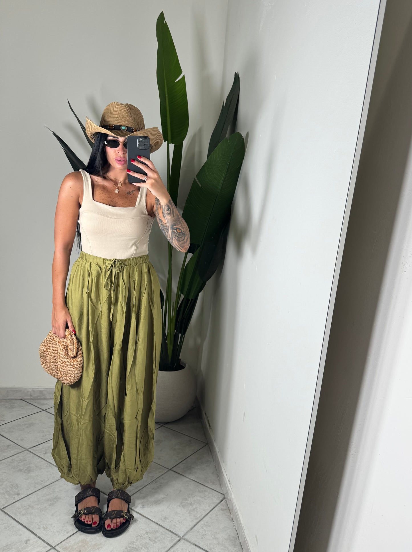 Pantalone ballon lino✨verde
