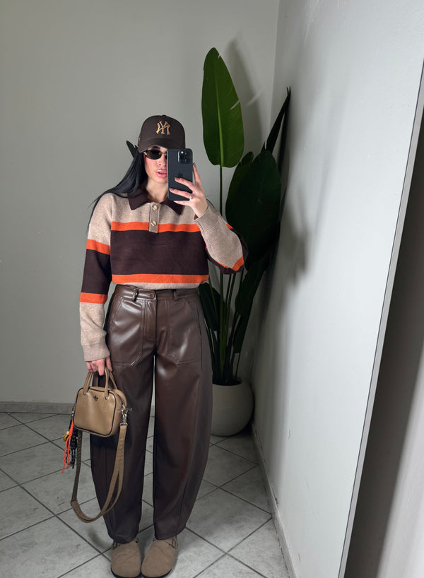 Pantalone ballon eco-pelle marrone✨