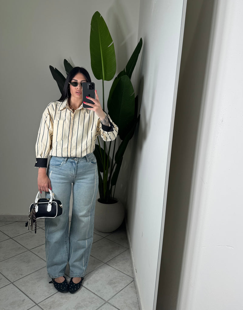 Camicia con risvolto nera