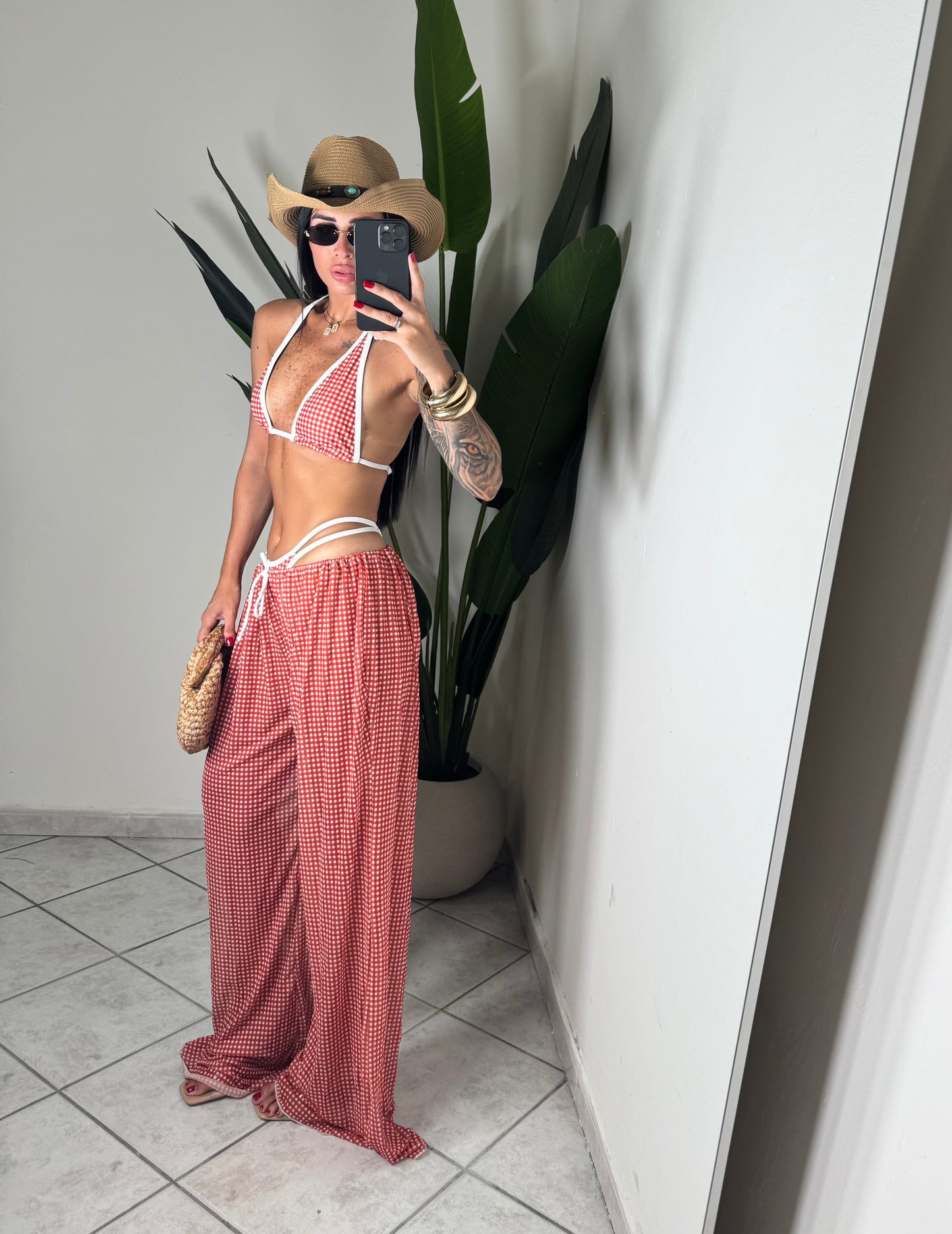 BEACHWEAR QUADRI ROSSO✨
