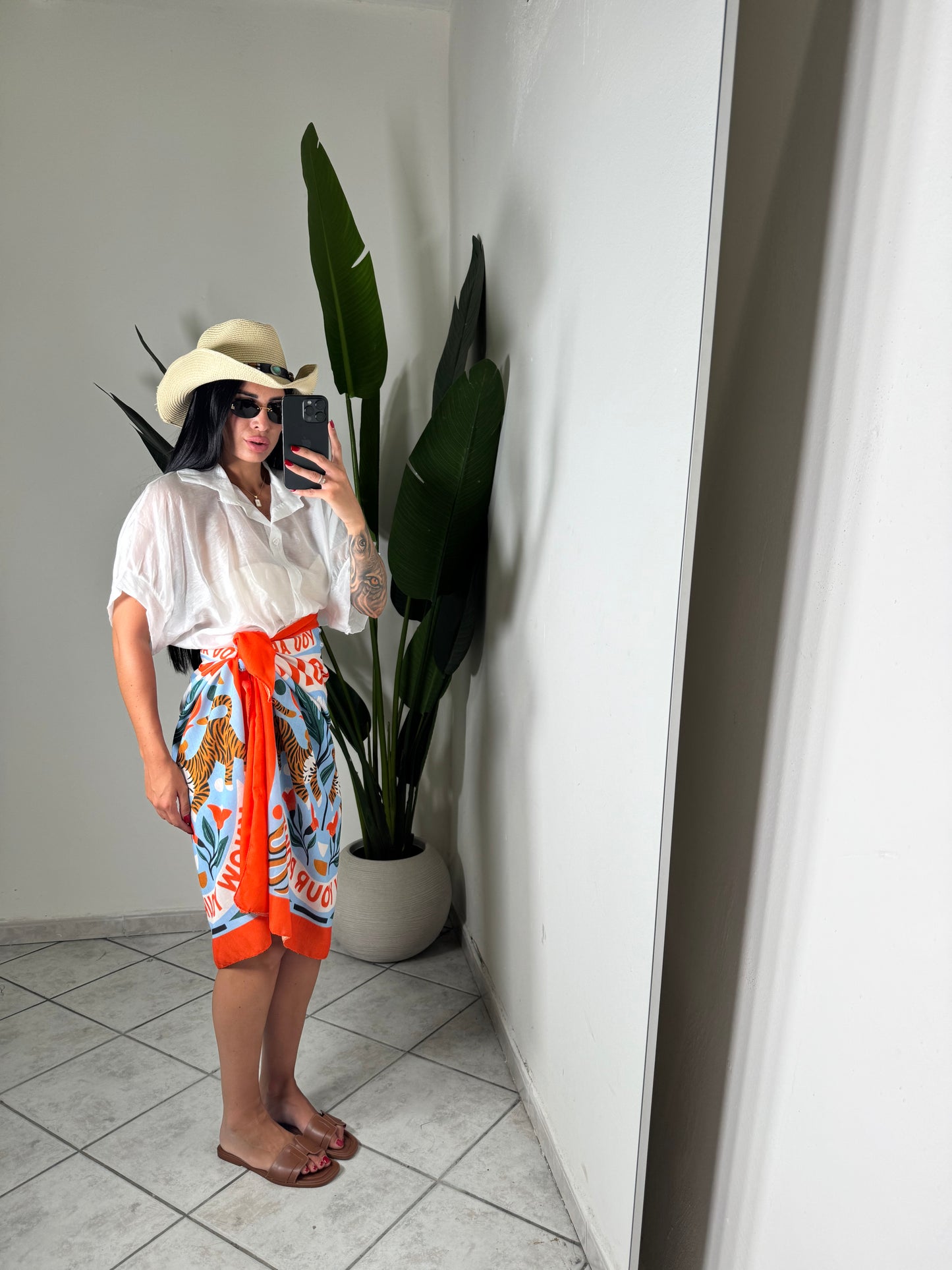 Gonna pareo arancio con tigre✨