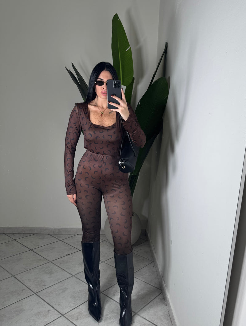 Coordinato luna scollo quadrato✨marrone