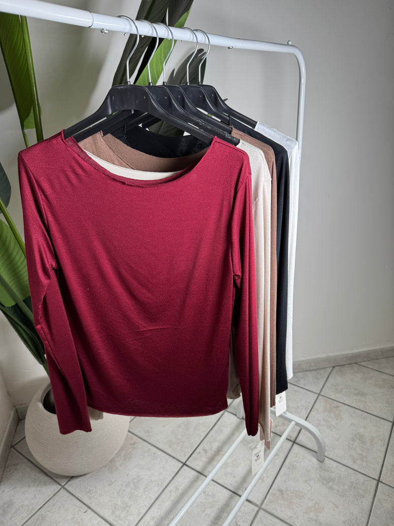 Maglia cotone scollo a barca
