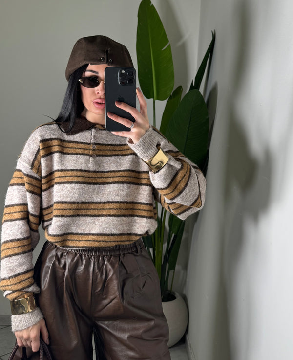 Pull polo beige✨