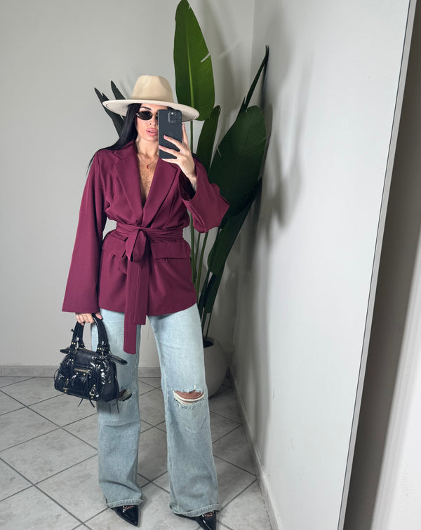 Blazer con cintura✨Bordó