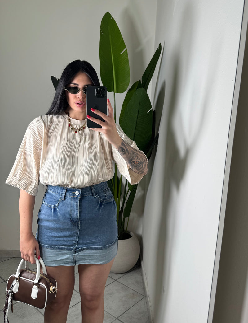 Gonna denim piegone✨