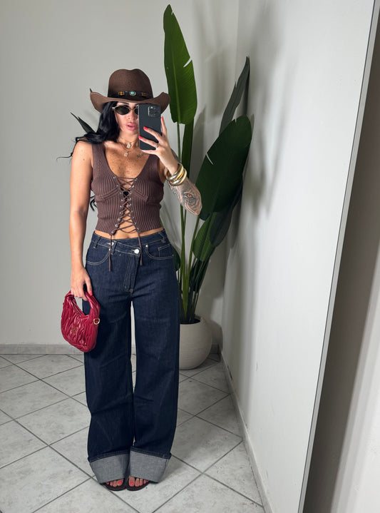 Jeans piegone trasversale✨