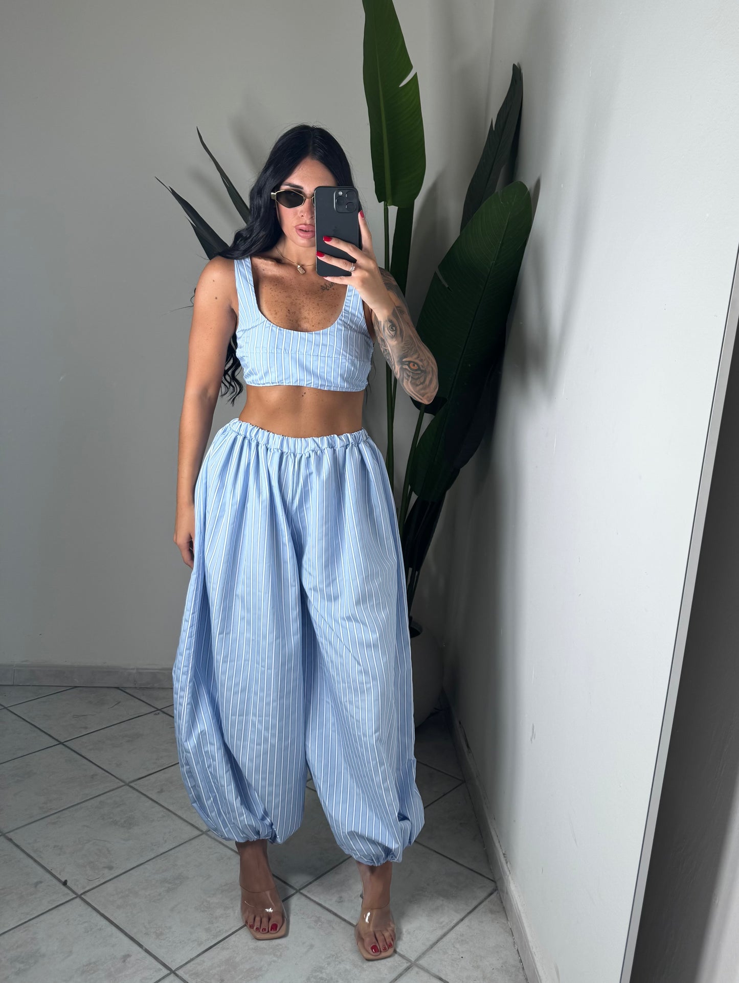 Coordinato ballon+top righe ✨