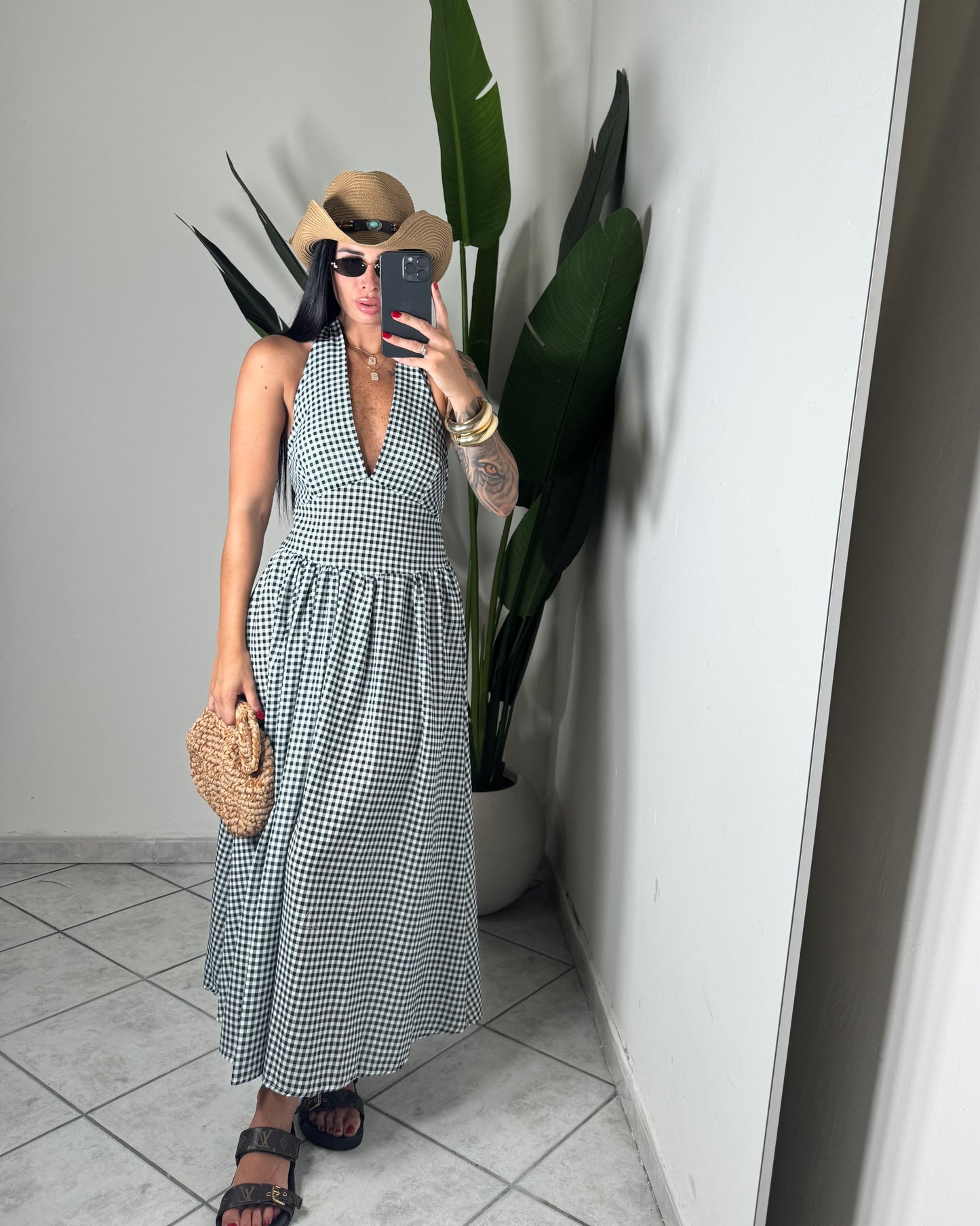 Long dress quadretti✨nero
